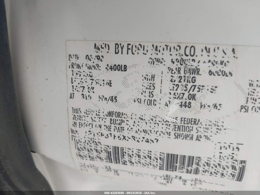 1999 Ford F-350 Lariat/Xl/Xlt VIN: 1FTSF31F6XEB27487 Lot: 43283556