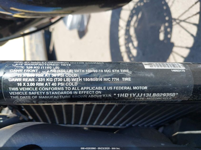 2020 Harley-Davidson Fxbb VIN: 1HD1YJJ13LB029350 Lot: 43283560