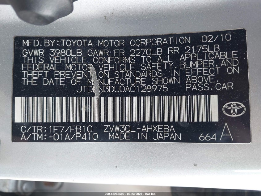 JTDKN3DU0A0128975 2010 TOYOTA PRIUS photo no. 9