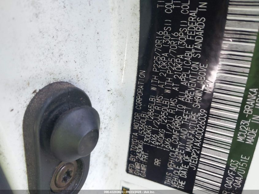 2004 Toyota Highlander V6 VIN: JTEDP21AX40026039 Lot: 43283623