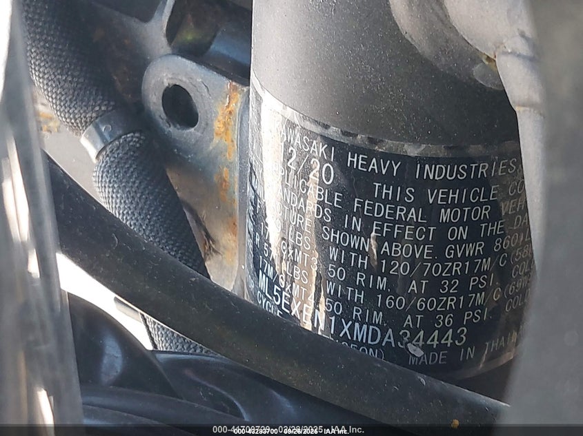 2021 Kawasaki Ex650 N VIN: ML5EXEN1XMDA34443 Lot: 43283700