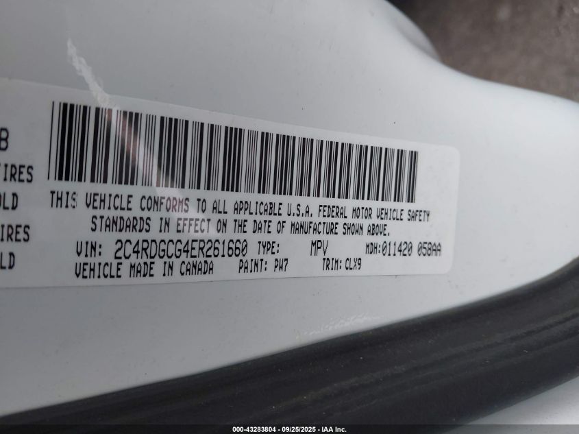 2014 Dodge Grand Caravan Sxt 30Th Anniversary VIN: 2C4RDGCG4ER261660 Lot: 43283804