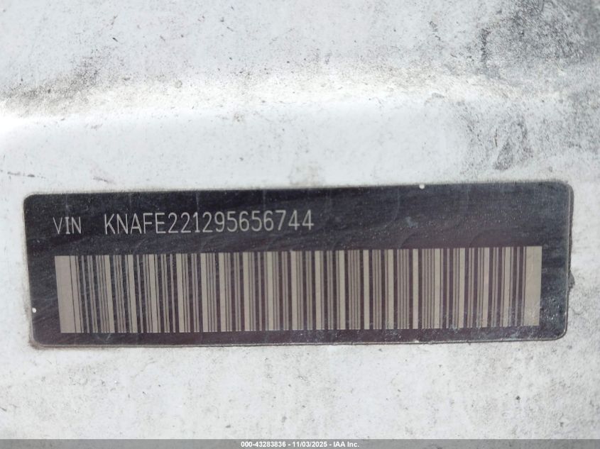 2009 Kia Spectra Ex VIN: KNAFE221295656744 Lot: 43283836