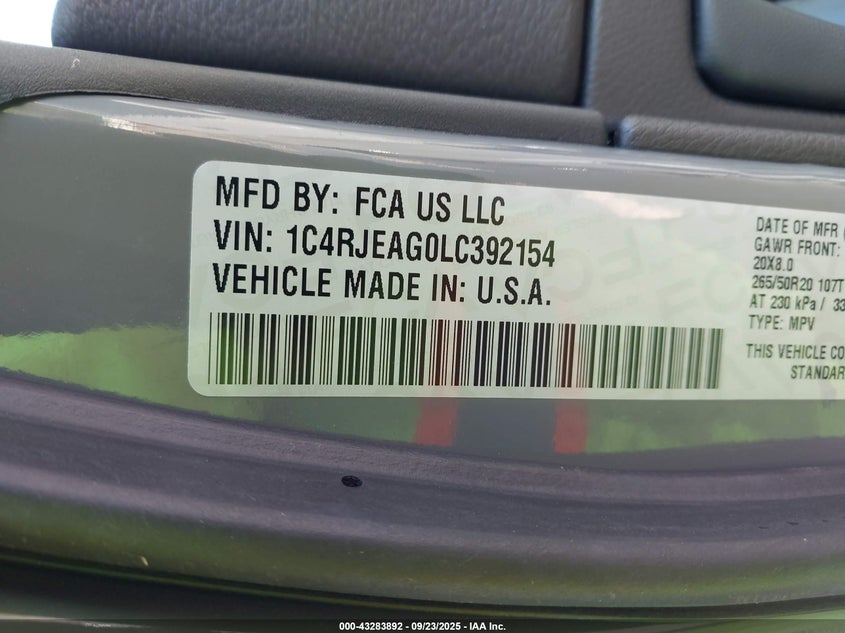 2020 JEEP GRAND CHEROKEE ALTITUDE 4X2 - 1C4RJEAG0LC392154