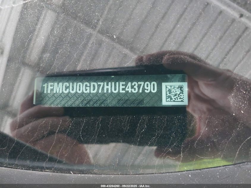 2017 Ford Escape Se VIN: 1FMCU0GD7HUE43790 Lot: 43284260