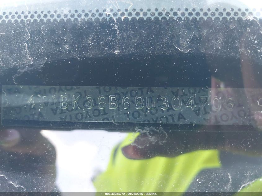 2008 Toyota Avalon Limited VIN: 4T1BK36B68U304706 Lot: 43284272