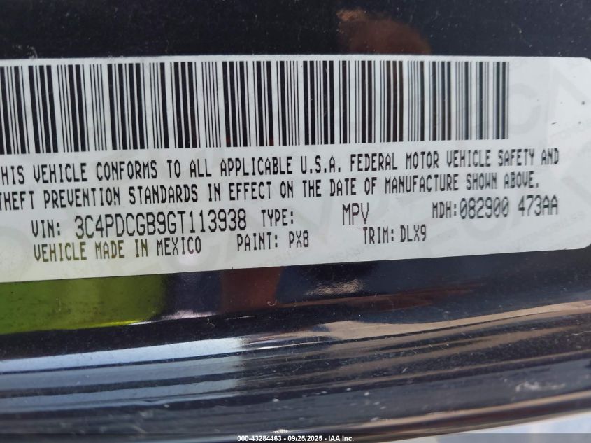 2016 Dodge Journey Crossroad Plus VIN: 3C4PDCGB9GT113938 Lot: 43284463
