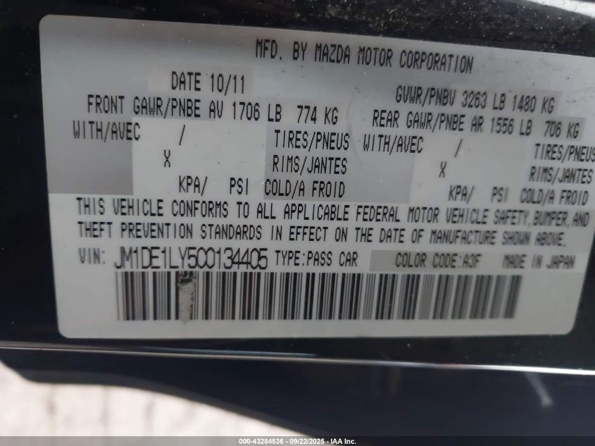 2012 Mazda Mazda2 Touring VIN: JM1DE1LY5C0134405 Lot: 43284536