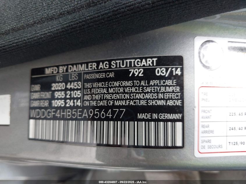 2014 Mercedes-Benz C 250 Sport VIN: WDDGF4HB5EA956477 Lot: 43284807