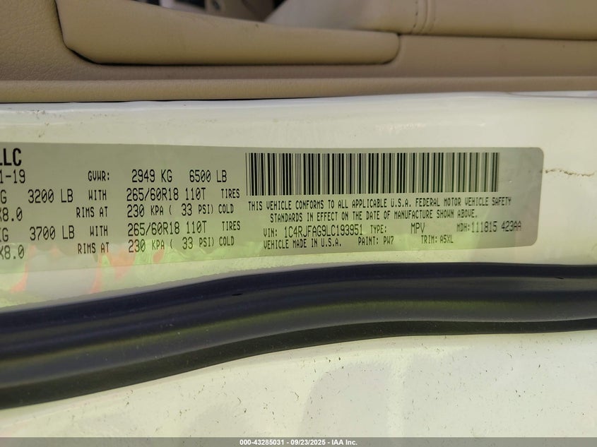 2020 JEEP GRAND CHEROKEE LAREDO E 4X4 - 1C4RJFAG9LC193951