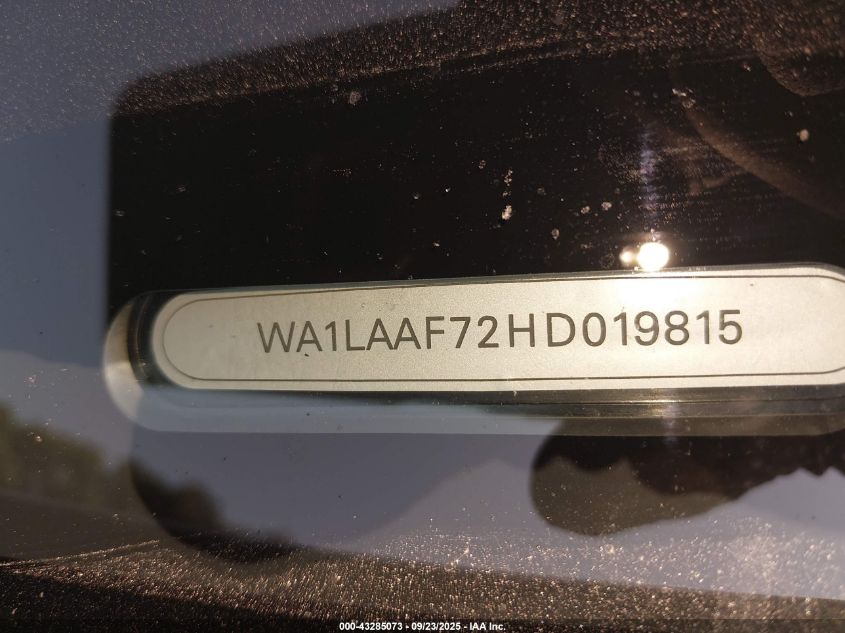 2017 Audi Q7 3.0T Premium VIN: WA1LAAF72HD019815 Lot: 43285073