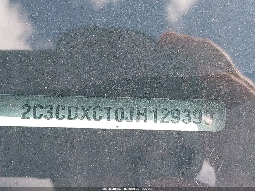 2018 Dodge Charger R/T Rwd VIN: 2C3CDXCT0JH129390 Lot: 43285258