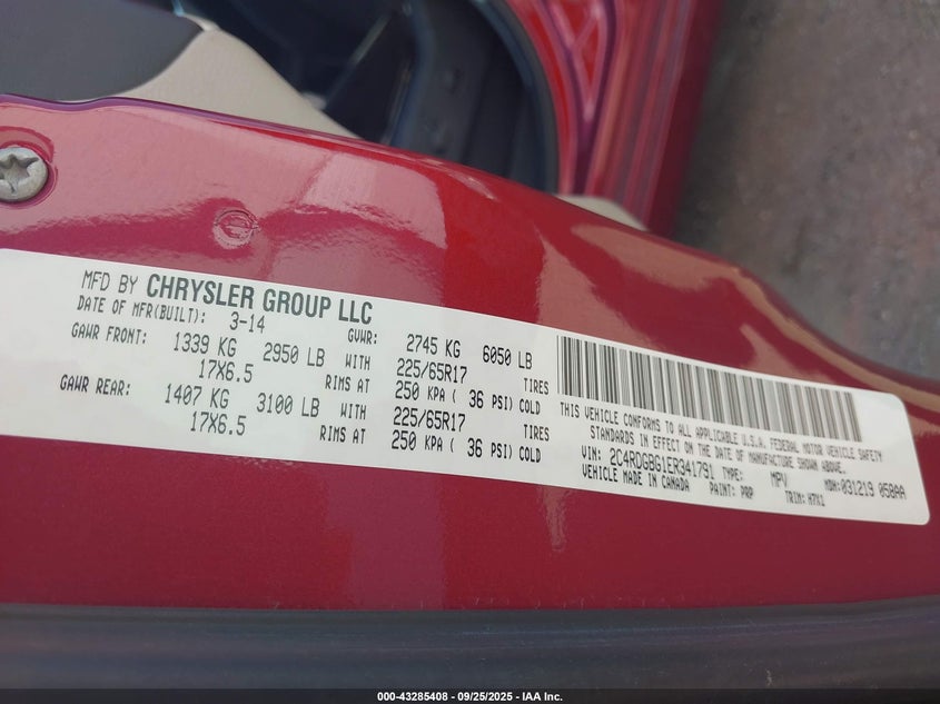 2014 DODGE GRAND CARAVAN SE - 2C4RDGBG1ER341791