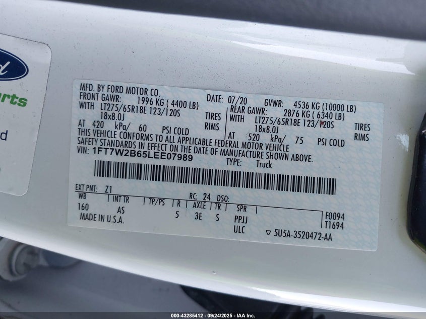 2020 FORD F-250 XL - 1FT7W2B65LEE07989