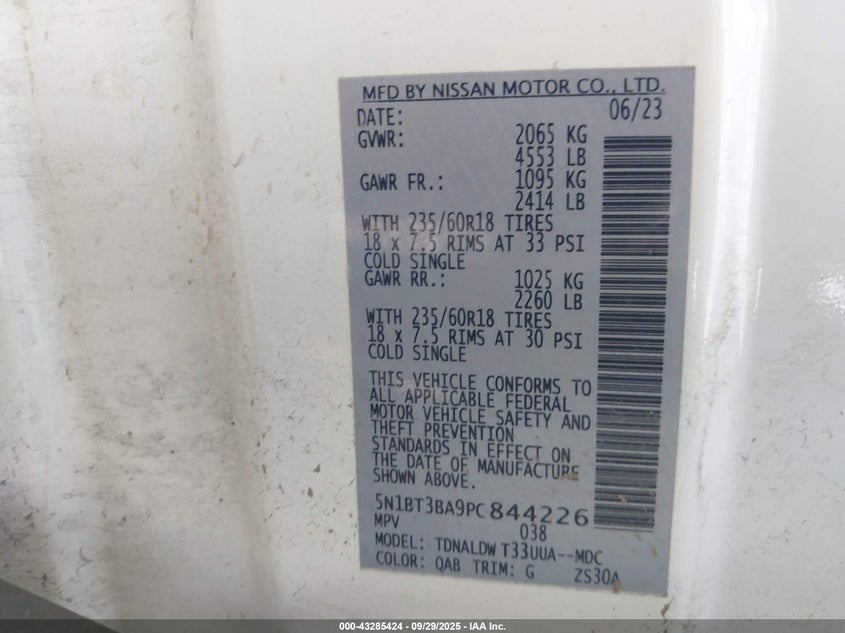 2023 NISSAN ROGUE SV FWD - 5N1BT3BA9PC844226