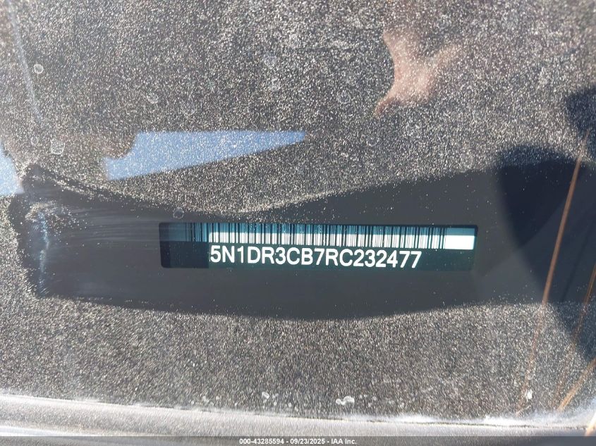 2024 Nissan Pathfinder Sl Fwd VIN: 5N1DR3CB7RC232477 Lot: 43285594