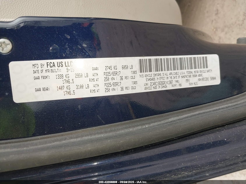 2016 Chrysler Town & Country Touring VIN: 2C4RC1BG9GR141387 Lot: 43285598