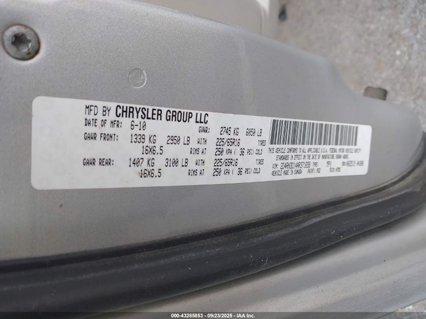 2010 Dodge Grand Caravan Hero VIN: 2D4RN3D14AR371699 Lot: 43285853