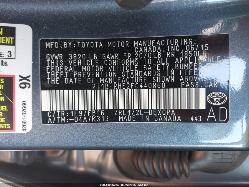 2015 TOYOTA COROLLA LE ECO - 2T1BPRHE2FC440860