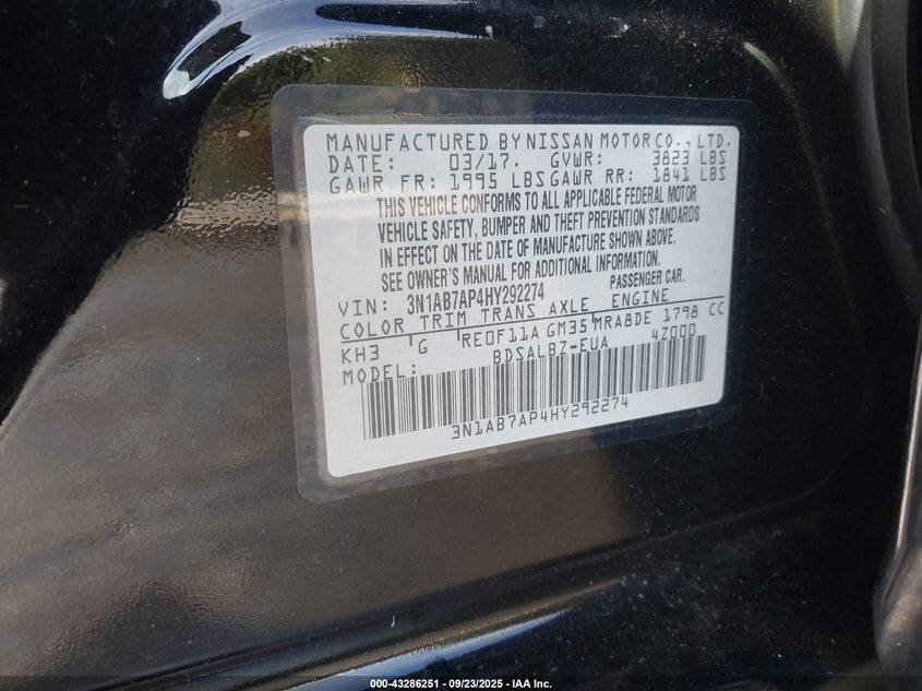 2017 NISSAN SENTRA S - 3N1AB7AP4HY292274