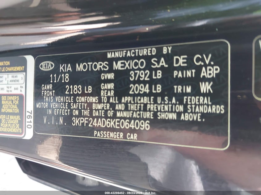 2019 KIA FORTE LXS - 3KPF24AD6KE064096