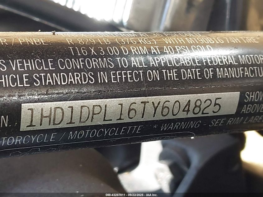 1996 Harley-Davidson Flhtc Ultra VIN: 1HD1DPL16TY604825 Lot: 43287011