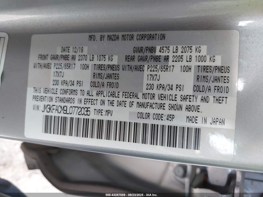 2020 MAZDA CX-5 TOURING - JM3KFACM9L0772035