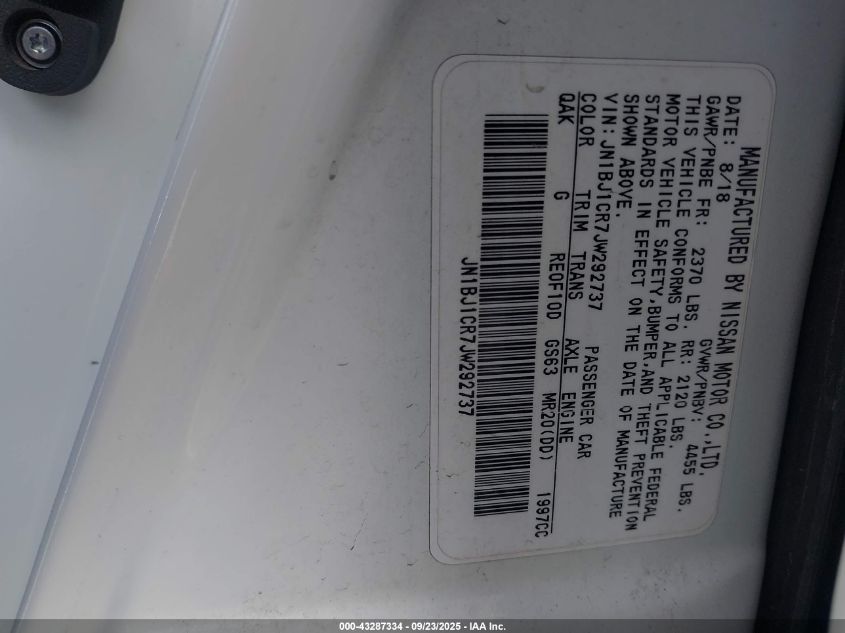 2018 Nissan Rogue Sport S VIN: JN1BJ1CR7JW292737 Lot: 43287334