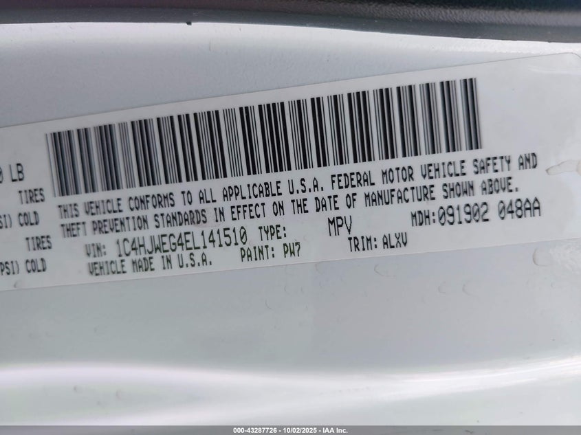 2014 JEEP WRANGLER UNLIMITED SAHARA 1C4HJWEG4EL141510