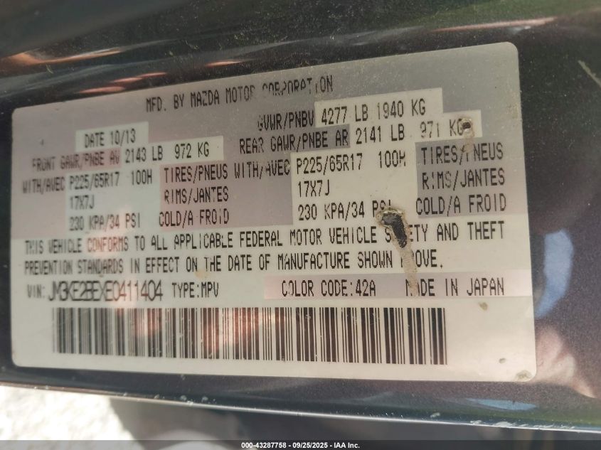 2014 Mazda Cx-5 Sport VIN: JM3KE2BEXE0411404 Lot: 43287758