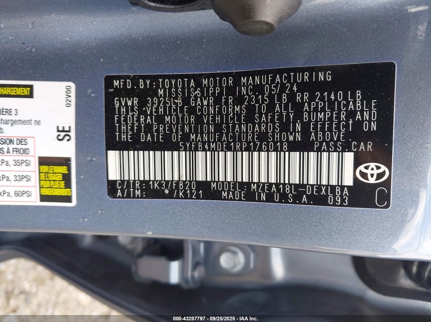 2024 TOYOTA COROLLA LE - 5YFB4MDE1RP176018