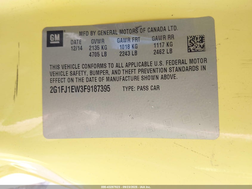 2015 CHEVROLET CAMARO 2SS - 2G1FJ1EW3F9187395