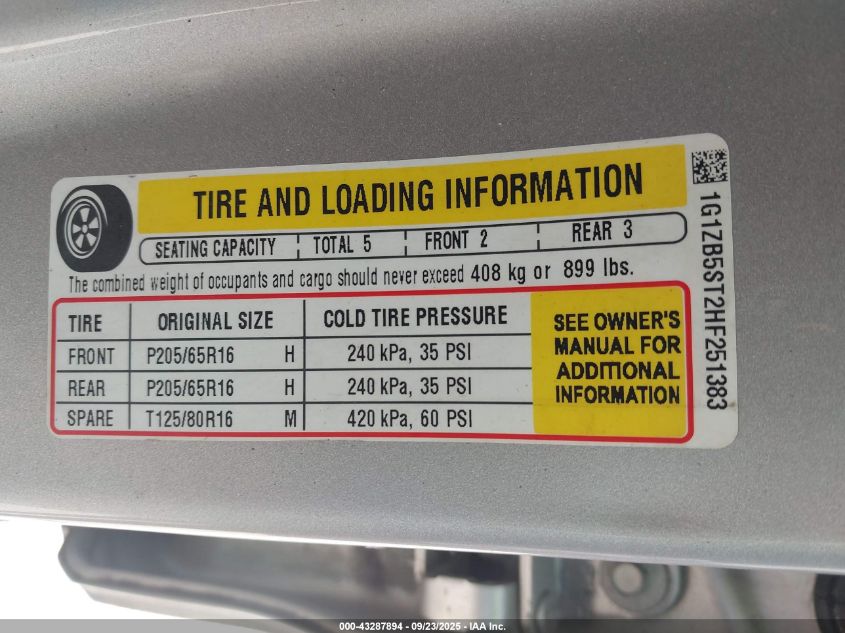 2017 Chevrolet Malibu Ls VIN: 1G1ZB5ST2HF251383 Lot: 43287894