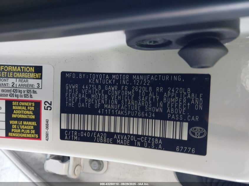 2023 TOYOTA CAMRY SE - 4T1T11AK5PU766434