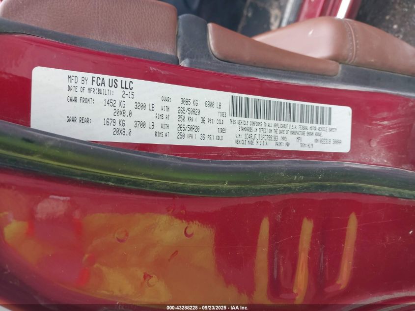 2015 Jeep Grand Cherokee Summit VIN: 1C4RJFJT5FC799183 Lot: 43288228