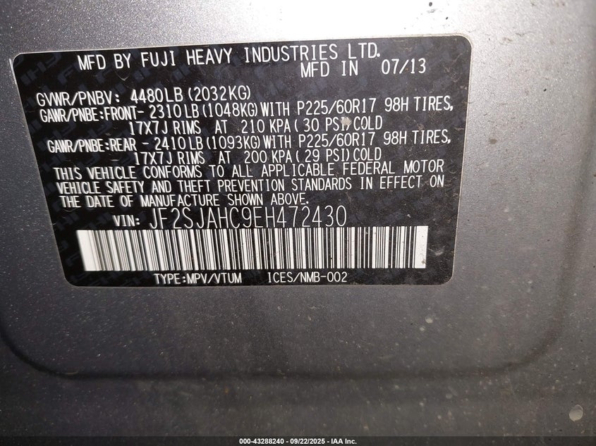 2014 SUBARU FORESTER 2.5I LIMITED - JF2SJAHC9EH472430