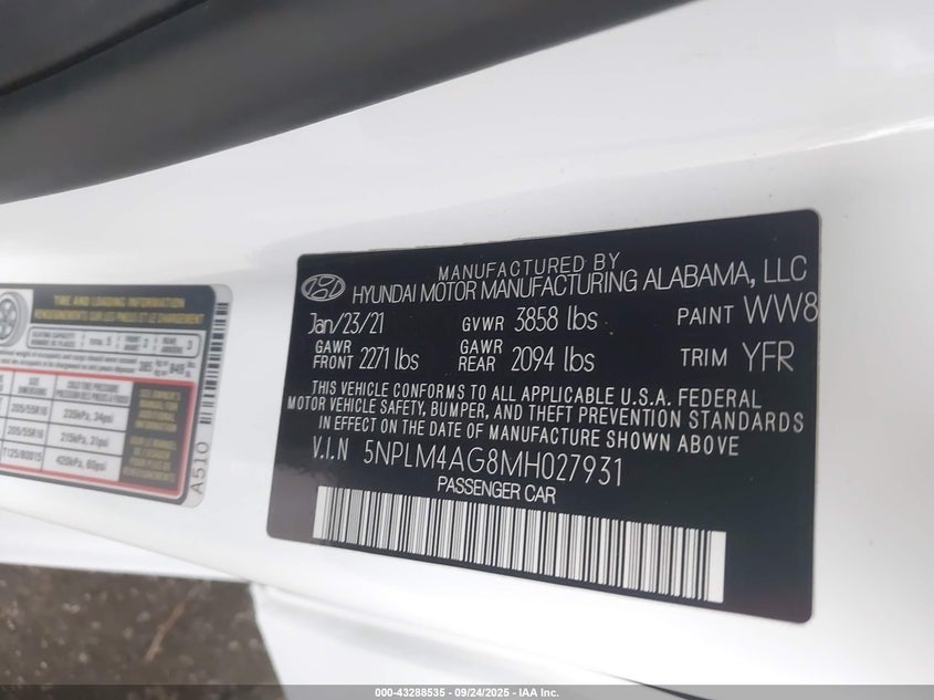 2021 HYUNDAI ELANTRA SEL 5NPLM4AG8MH027931