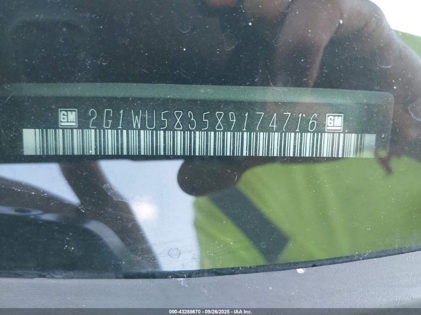 2008 Chevrolet Impala Ltz VIN: 2G1WU583589174716 Lot: 43288670