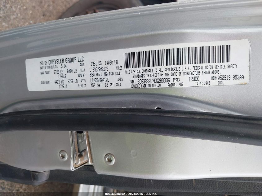 2014 Ram 3500 Tradesman VIN: 3C63RRGL7EG283336 Lot: 43288692