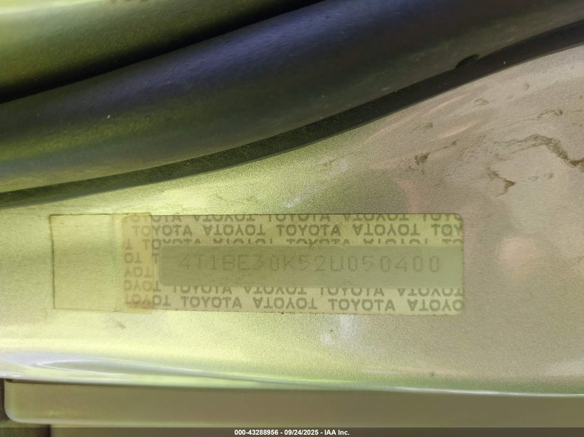 4T1BE30K52U050400 2002 TOYOTA CAMRY photo no. 9