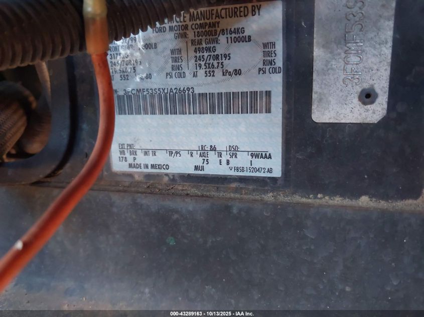 1999 Ford F550 Super Duty Stripped Chass VIN: 3FCMF53S5XJA26693 Lot: 43289163