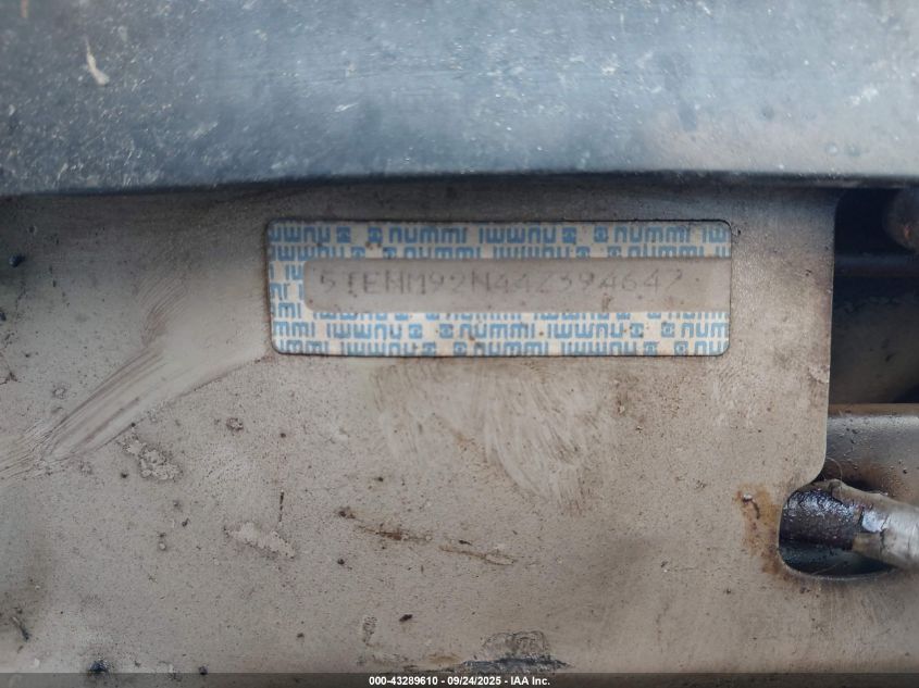 2004 Toyota Tacoma Prerunner VIN: 5TENM92N44Z394647 Lot: 43289610