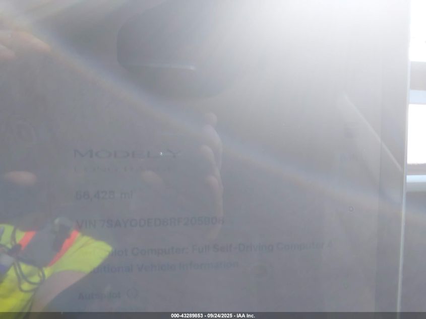 2024 Tesla Model Y Long Range Dual Motor All-Wheel Drive/Rwd VIN: 7SAYGDED8RF205908 Lot: 43289853