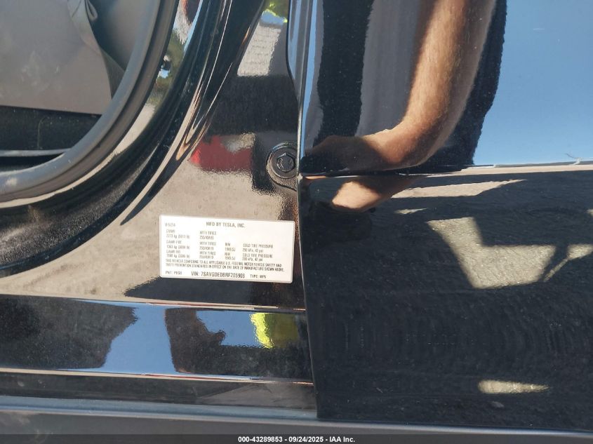 2024 Tesla Model Y Long Range Dual Motor All-Wheel Drive/Rwd VIN: 7SAYGDED8RF205908 Lot: 43289853