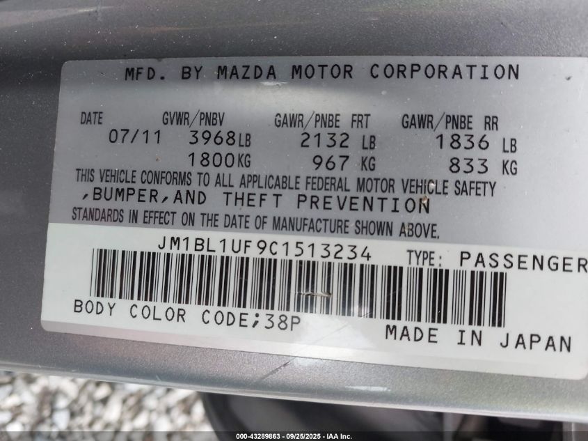 2012 Mazda Mazda3 I Sport VIN: JM1BL1UF9C1513234 Lot: 43289863