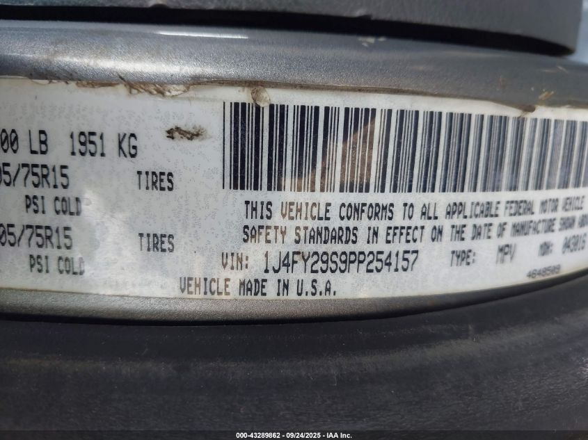 1993 Jeep Wrangler / Yj VIN: 1J4FY29S9PP254157 Lot: 43289862