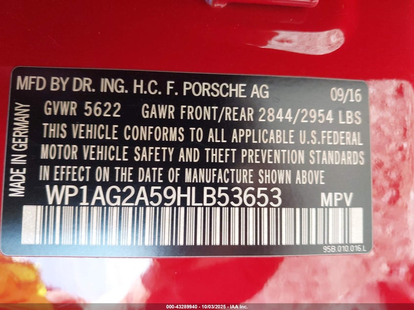 2017 PORSCHE MACAN GTS - WP1AG2A59HLB53653