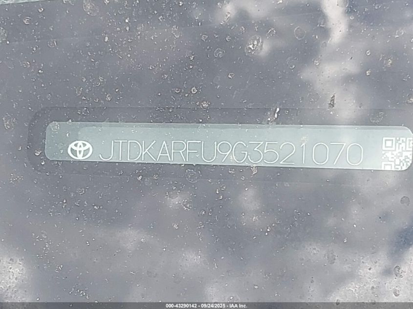 2016 Toyota Prius Three VIN: JTDKARFU9G3521070 Lot: 43290142