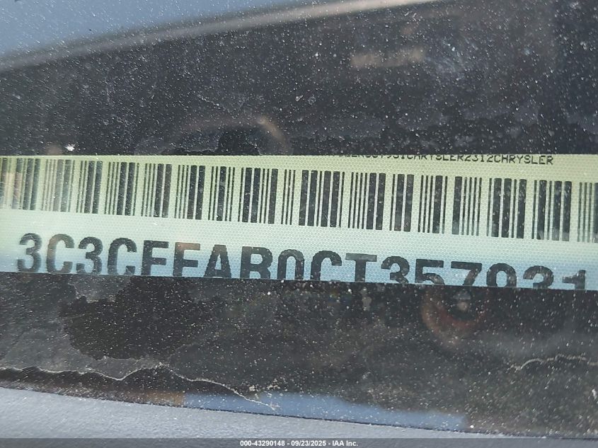 2012 Fiat 500 Pop VIN: 3C3CFFAR0CT357931 Lot: 43290148