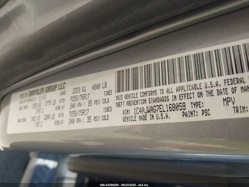 2014 Jeep Wrangler Freedom Edition VIN: 1C4AJWAG7EL168059 Lot: 43290285